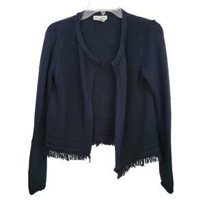 Artisan NY Women Size S  Black Open Cardigan Sweater Boho Fringe Cotton Blend